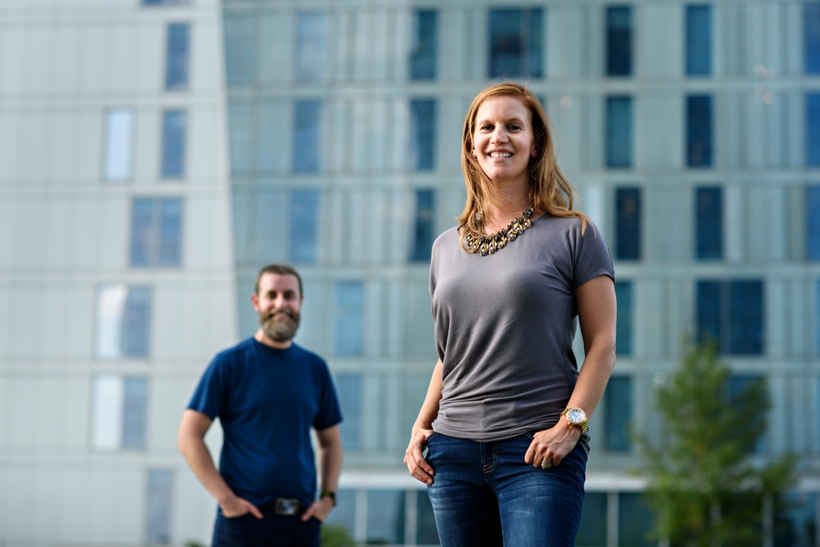 A company portrait with the focus on a woman.